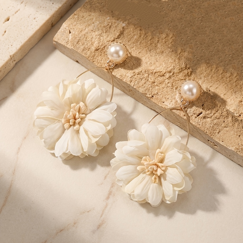 Women's Retro Floral Chrysanthemum Earrings, Daily All-Match